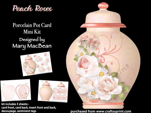Peach Roses - Porcelain Pot Card Mini Kit