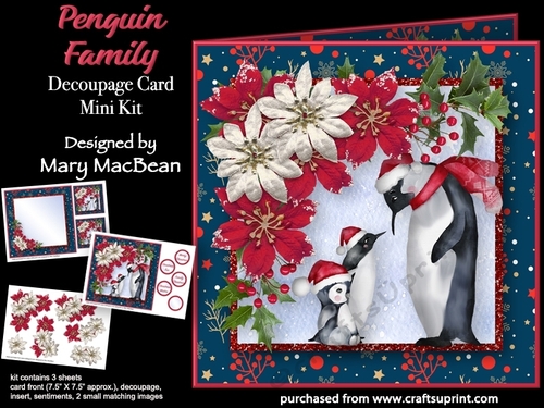 Penguin Family - Decoupage Card Mini Kit