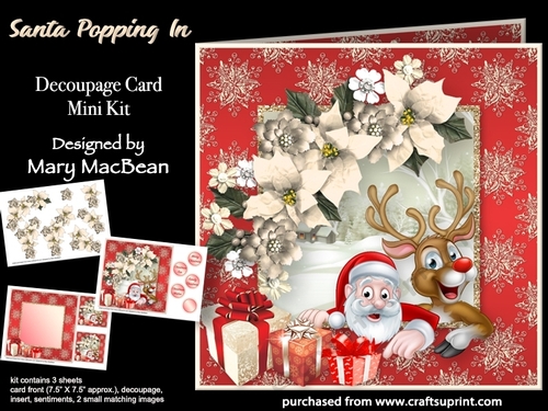 Santa Popping In - Decoupage Card Mini Kit