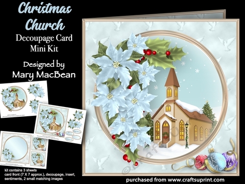 Christmas Church - Decoupage Card Mini Kit
