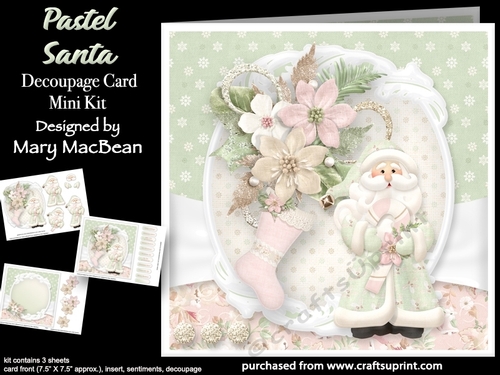 Pastel Santa - Decoupage Card Mini Kit