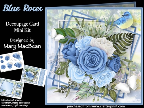Blue Roses - Decoupage Card Mini Kit