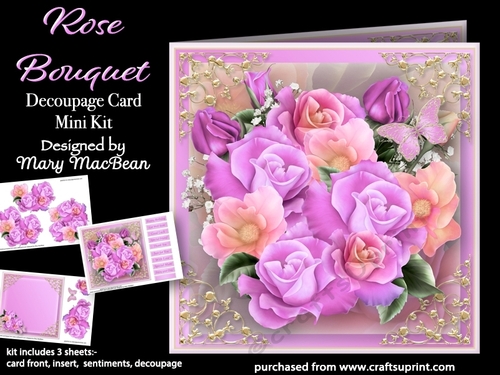 Rose Bouquet - Decoupage Card Mini Kit