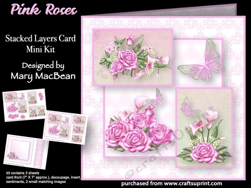 Pink Roses - Stacked Layers Card Mini Kit