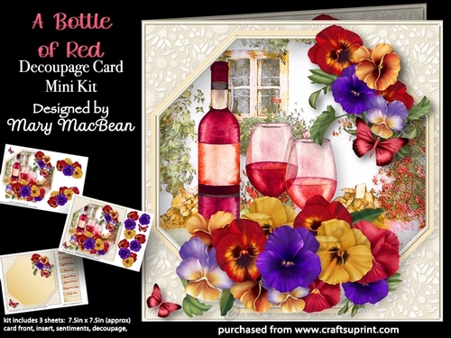 A Bottle of Red - Decoupage Card Mini Kit