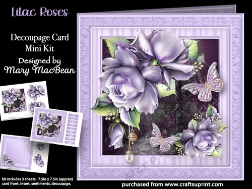 Lilac Roses - Decoupage Card Mini Kit