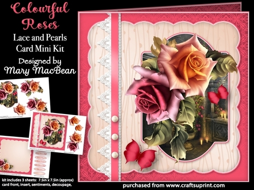 Colourful Roses - Lace and Pearls Card Mini Kit