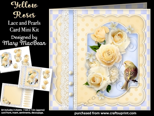 Yellow Roses - Lace and Pearls Card Mini Kit