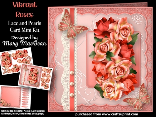 Vibrant Roses - Lace and Pearls Card Mini Kit