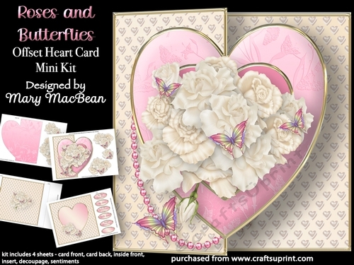 Roses and Butterflies - Offset Heart Card Mini Kit