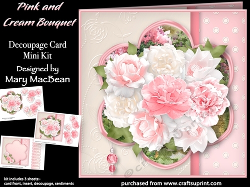 Pink and Cream Bouquet - Decoupage Card Mini Kit