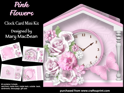 Pink Flowers - Clock Card Mini Kit