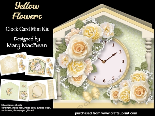 Yellow Flowers - Clock Card Mini Kit