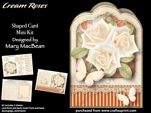 Cream Roses - Shaped Card Mini Kit