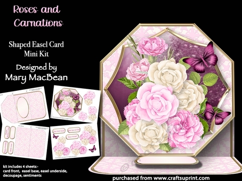 Roses and Carnations - Shaped Easel Card Mini Kit