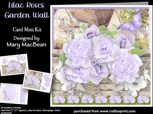 Lilac Roses - Garden Wall Card Mini Kit
