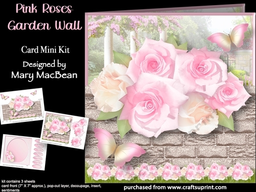 Pink Roses - Garden Wall Card Mini Kit
