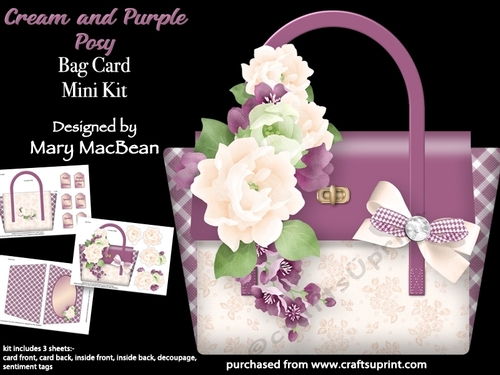 Cream and Purple Posy - Bag Card Mini Kit