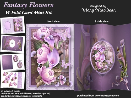 Fantasy Flowers - W-Fold Card Mini Kit