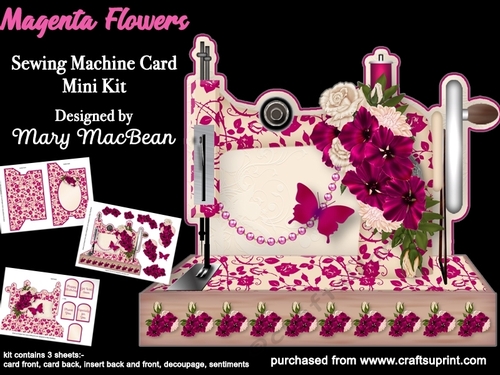 Magenta Flowers - Sewing Machine Card Mini Kit