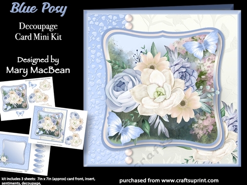 Blue Posy - Decoupage Card Mini Kit