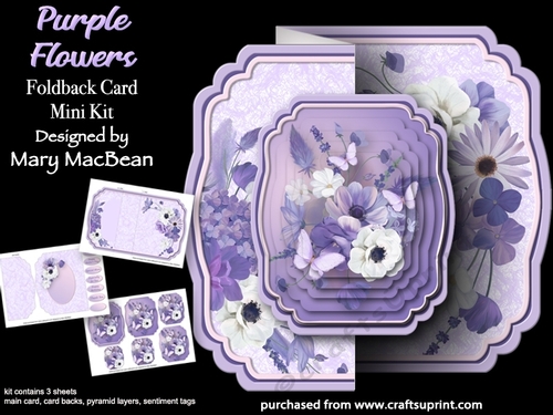 Purple Flowers - Foldback Card Mini Kit