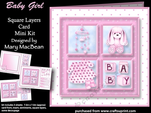 Baby Girl - Square Layers Card Mini Kit