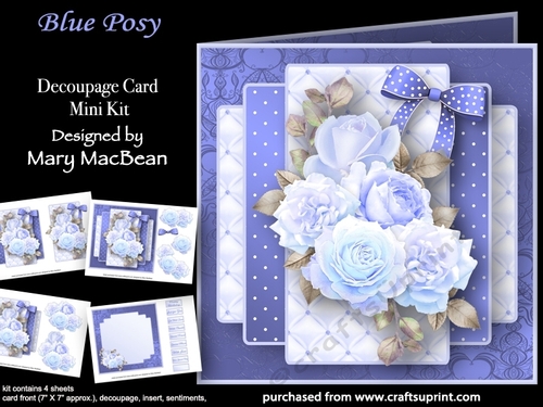 Blue Posy - Decoupage Card Mini Kit