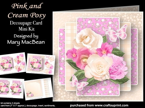 Pink and Cream Posy - Decoupage Card Mini Kit