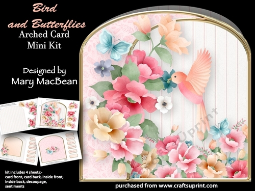 Bird and Butterflies - Arched Card Mini Kit