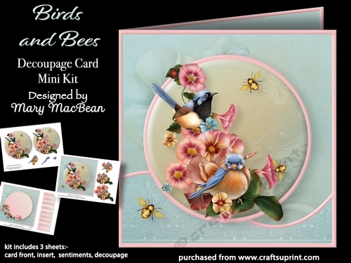 Birds and Bees - Decoupage Card Mini Kit
