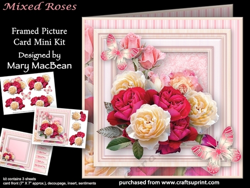 Mixed Roses - Framed Picture Card Mini Kit