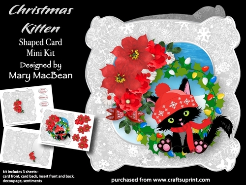Christmas Kitten - Shaped Card Mini Kit