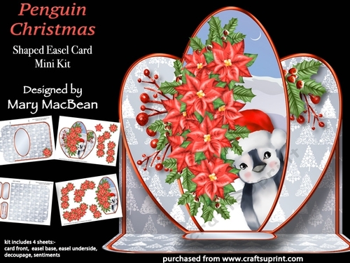 Penguin Christmas - Shaped Easel Card Mini Kit