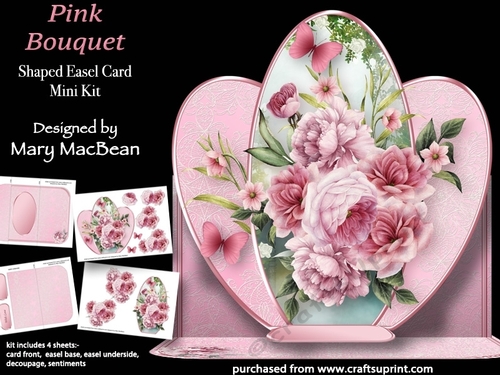 Pink Bouquet - Shaped Easel Card Mini Kit