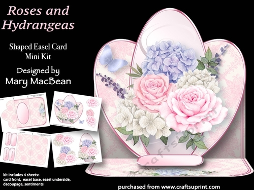 Roses and Hydrangeas - Shaped Easel Card Mini Kit