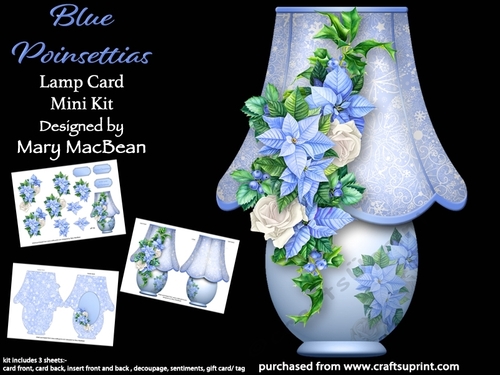 Blue Poinsettias - Lamp Card Mini Kit