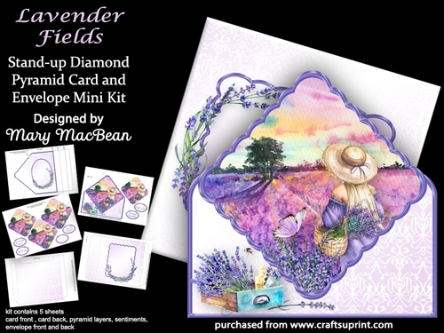 Lavender Fields - Stand-up Diamond Pyramid Card and Envelope Mini Kit