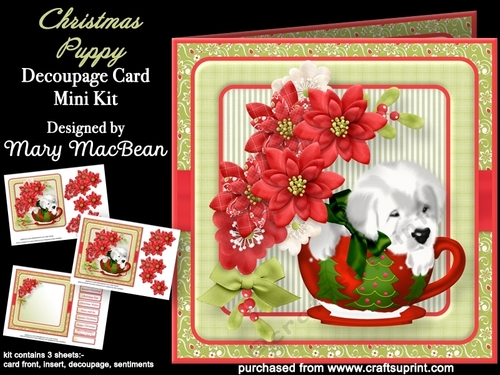 Christmas Puppy - Decoupage Card Mini Kit