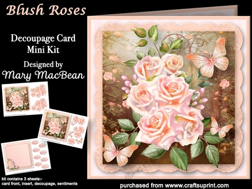 Blush Roses - Decoupage Card Mini Kit