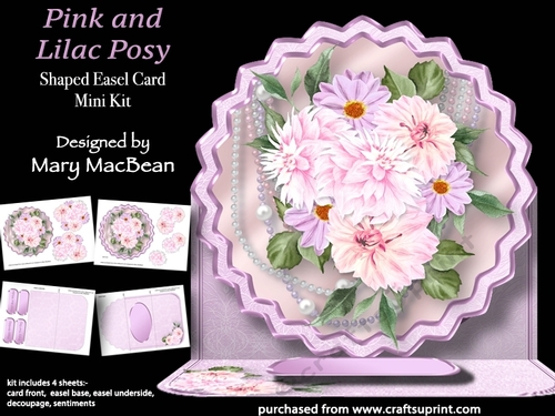 Pink and Lilac Posy - Shaped Easel Card Mini Kit