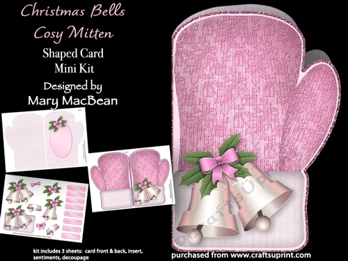 Christmas Bells - Cosy Mitten Shaped Card Mini Kit