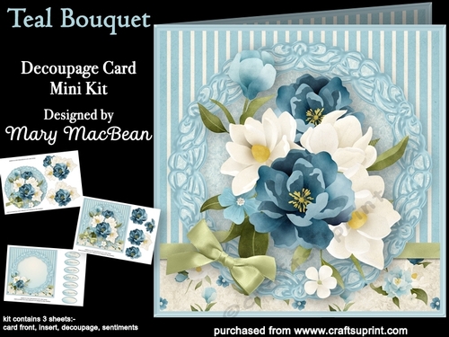 Teal Bouquet - Decoupage Card Mini Kit