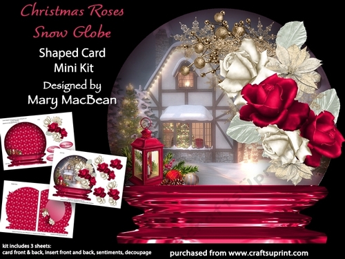 Christmas Roses - Snow Globe Shaped Card Mini Kit
