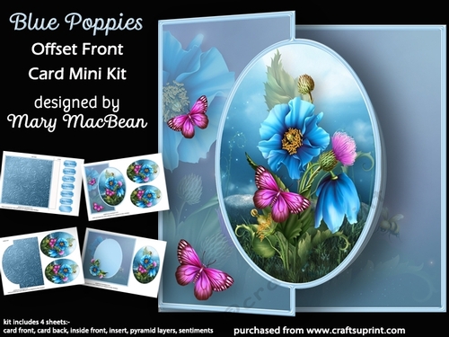 Blue Poppies - Offset Front Card Mini Kit