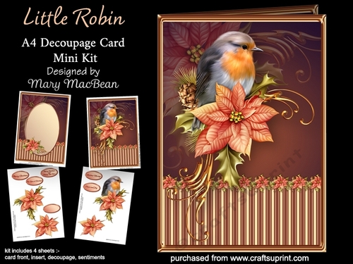 Little Robin - A4 Decoupage Card Mini Kit