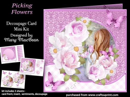 Picking Flowers - Decoupage Card Mini Kit