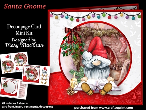 Santa Gnome - Decoupage Card Mini Kit