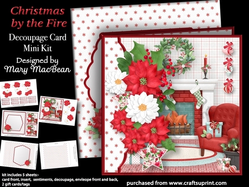 Christmas by the Fire - Decoupage Card Mini Kit