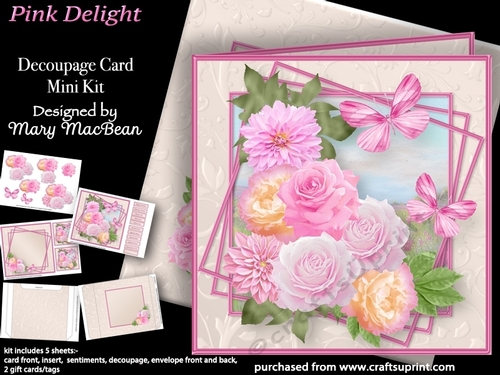 Pink Delight - Decoupage Card Mini Kit
